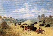 George Catlin Comanche Indians Chasing Buffalo with Lances and Bows Germany oil painting artist